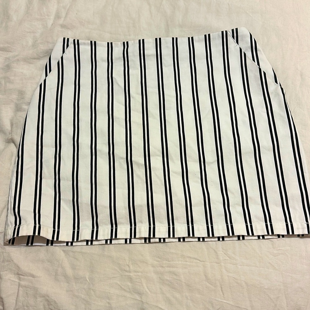 Black and white striped skirt